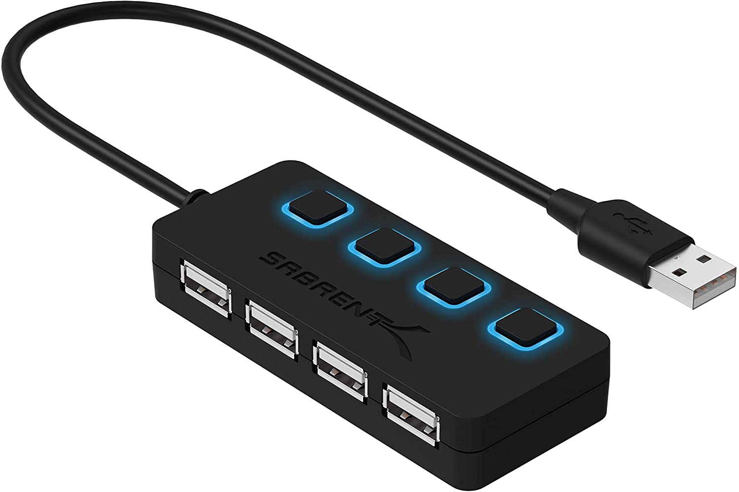 Amazon.com: Sabrent 4-Port USB 2.0 Hub with Individual LED lit Power  Switches (HB-UMLS): Computers & Accessories